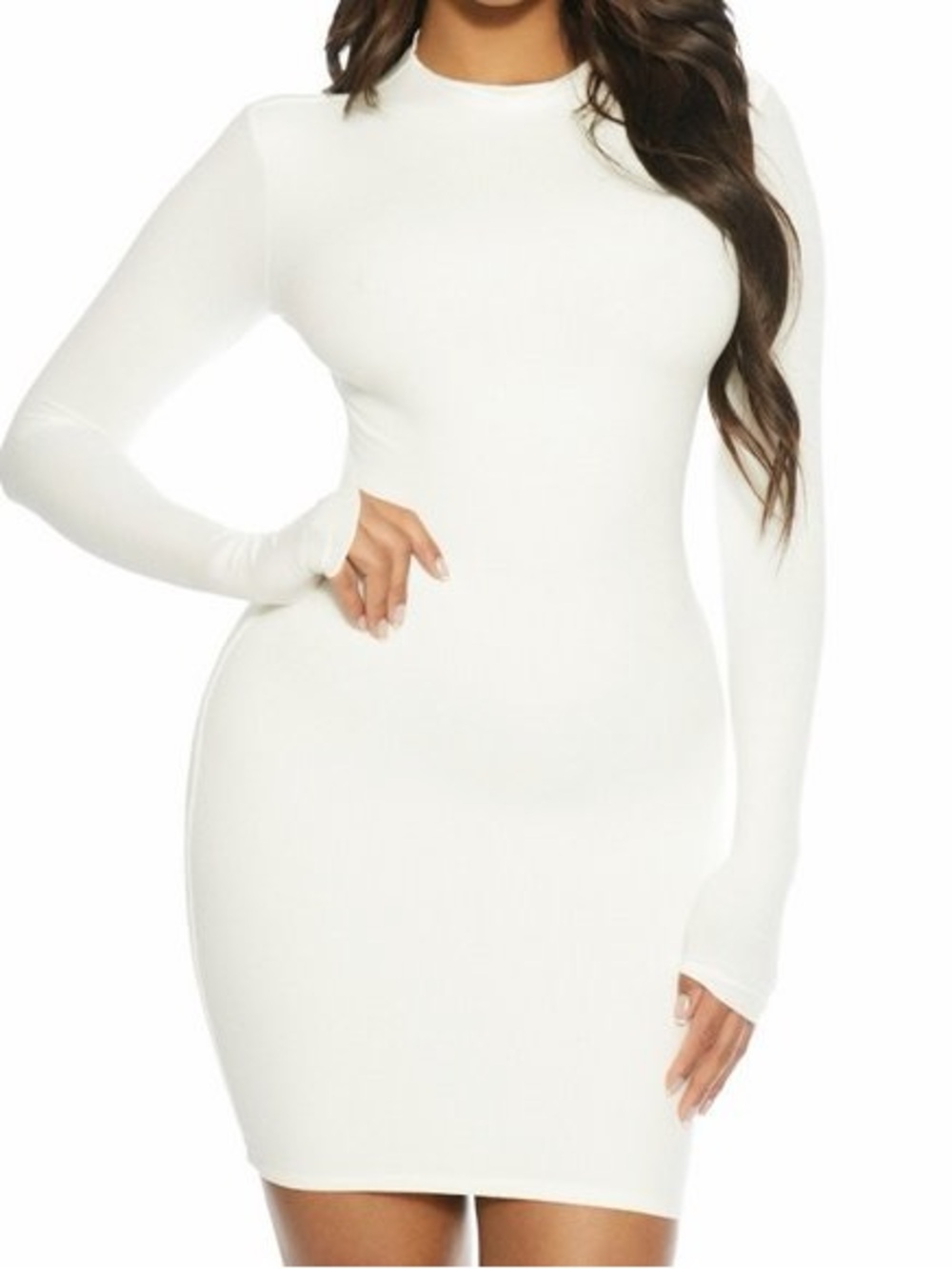 Naked Wardrobe - White Mock Neck Midi Dress